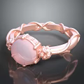 Rose Gold Ring With Pink Gemstone And Braided Band Floral Details