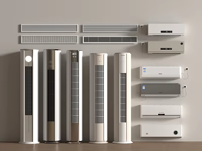 Modern Stylish Air Conditioning Fans With Standing And Wall Mounted Designs 3d model