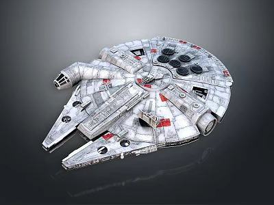 Detailed Sci-Fi Spaceship Model With Gray Red Accents And Engine Design 3d model