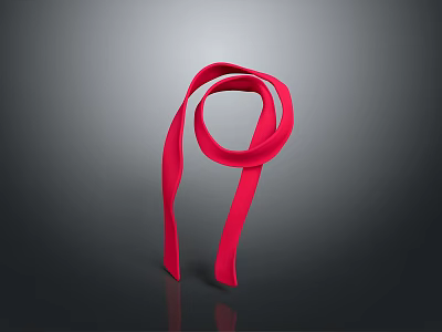 Fashionable Red Scarf With Wrapped Design And Shiny Texture On Dark Background 3d model