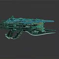 Blue Sci Fi Weapon With Complex Mechanical Structure And Futuristic Design