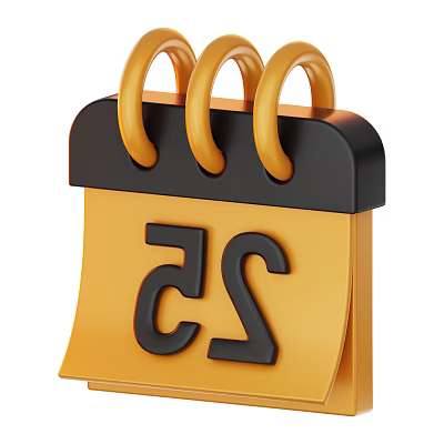 Decorative Ornament Set With Yellow Calendar Number 25 Black Top And Spiral Binding 3d model