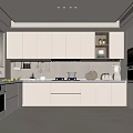Modern Kitchen Interior With White Cabinets Island Countertop And Appliances