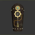 Brown Leather Sheath With Golden Decoration Green Gemstone And Rivets For Daily Use