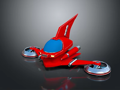 Red Futuristic Spacecraft With Blue Cockpit And Circular Thrusters For Cosmic Exploration Missions 3d model