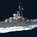 British Warship Navigating Icy Waters With Gray Hull And National Flags