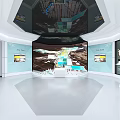 Modern Exhibition Hall Featuring Interactive Screens Scene Zone And Life Displays 3d model
