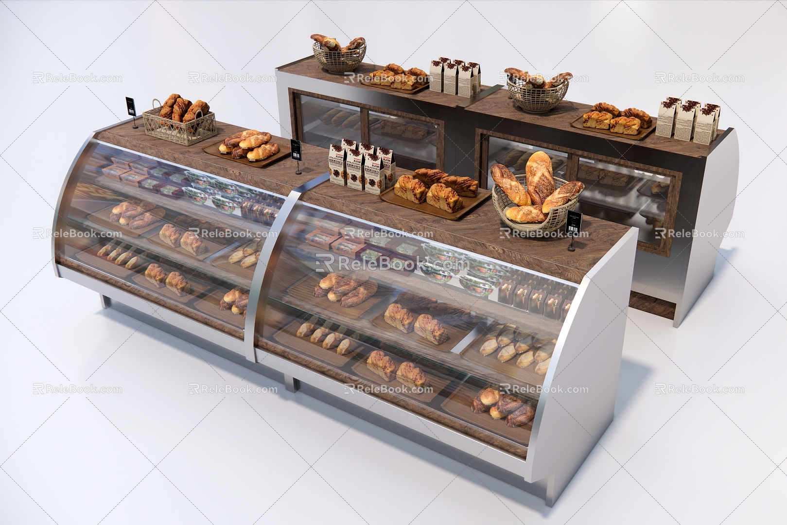 Modern Bread Dessert Shop Display Cabinet 3d model