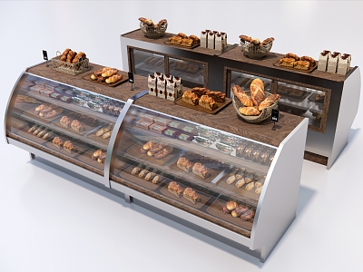 Modern Bread Dessert Shop Display Cabinet 3d model