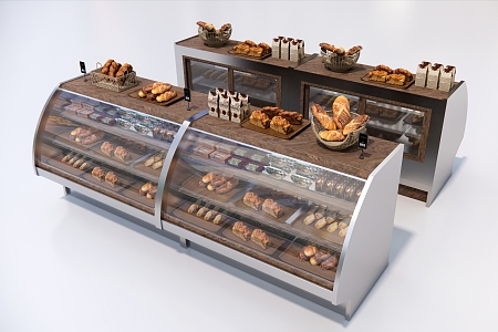 Modern Bread Dessert Shop Display Cabinet 3d model