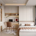 Tatami Bedroom Single Chair Laptop Computer Bookcase Hanging Cabinet Decorative Cabinet Table Lamp 3d model