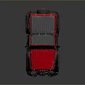 Red Off Road Vehicle With Gray Soft Top And Rugged Bumper Design