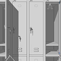 Row Of Multiple Open And Closed Lockers With Storage Compartments 3d model