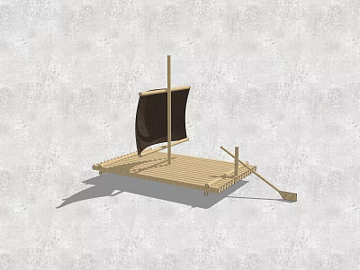 Decorative Garden Ornament With Wooden Platform Black Canvas Shade And Small Tool 3d model