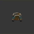 Vintage Teal Car Model Featuring Weathered Finish Exposed Engine And Silver Wheels