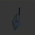 Medieval Battle Axe With Intricate Metal Head And Wooden Handle Design
