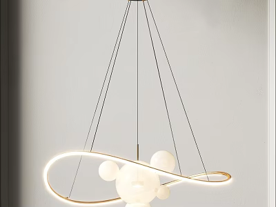 Modern Pendant Light with Circular Structure and Globe Accents for Interior Lighting 3d model