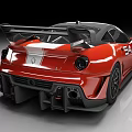 Red Ferrari Performance Sports Car With White Racing Stripes And Rear Wing Design
