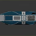 Futuristic Blue Spaceship Model With Geometric Design Transparent Windows And Metallic Texture