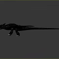 Black Dragon with Large Wings Streamlined Body and Finned Tail Flying Against Gray Gradient Background