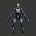 Futuristic Robot Game Character With Mechanical Design And Silver Guns