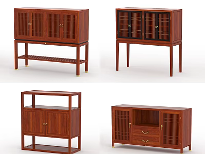 Traditional Wooden Sideboard Designs With Cabinet Doors Drawers And Open Shelves 3d model