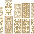 Golden Decorative Partition Designs Featuring Various Intricate Patterns And Artistic Styles 3d model