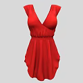 Stylish Red Sleeveless V Neck Dress With Fitted Waist And A Line Skirt