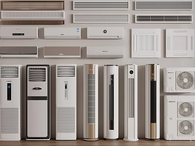 Various Types of Air Conditioners and Fans Home Cooling Appliances 3d model