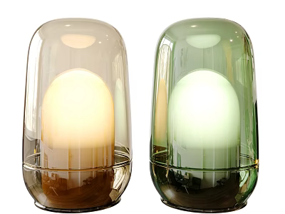 Modern Glass Table Lamps Brown and Green Illuminated with Soft Light Contemporary Transparent Shade Design 3d model