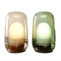 Modern Glass Table Lamps Brown and Green Illuminated with Soft Light Contemporary Transparent Shade Design