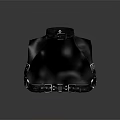 Black Leather Harness With Neck Collar And Metal Buckles Fashion Accessory Design