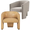 Modern Leather Lounge Chairs With Unique Block Legs In Beige Gray And Burgundy