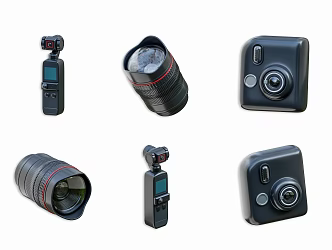 Small Digital Camera Combination Handheld Digital Camera Card Machine Video Camera Motion Camera Digital Camera Camera Lens 3d model