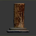 Natural Wooden Log Cylinder with Sturdy Stone Base for Decorative