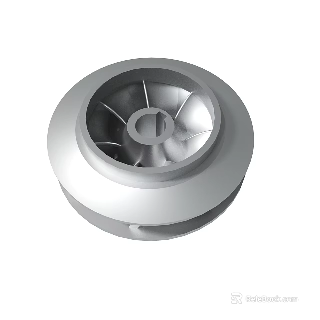 Metal Turbine Impeller Mechanical Component With Blade Structure And Central Hole 3d model 