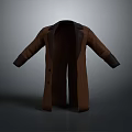 Warm Classic Brown Long Coat With Lapel Buttons And Inner Lining Design 3d model