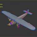 Blue And White Airplane With Single Wing Propeller Landing Gear And Tail Design