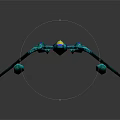 Futuristic Sci Fi Spaceship 3D Model With Cyan Purple Wings And Geometric Structure