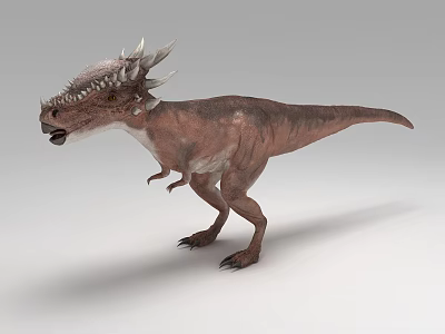 Reptile Dinosaur With Spiked Head Brown Body Standing In 3D Rendered Scene 3d model