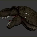 Realistic Dinosaur Skull Model With Sharp Teeth And Detailed Textured Surface 3d model