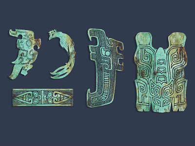 Bronze Wall Decor with Intricate Ancient Patterns and Ornate Designs for Home Decoration 3d model