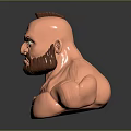 Game Movie Character Muscular Bust With Short Hair Angry Expression Blue Eyes And Beard