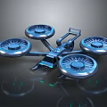 Futuristic Quadcopter Drone With Four Metallic Rotors And Glowing Accents