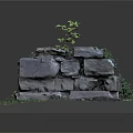 Stone Garden Structure With Stacked Stones Green Plants Grass And Soil