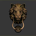 Decorative Lion Head Door Knocker With Brass Finish And Intricate Details