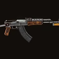 Vintage AK Style Rifle With Wooden Stock Metal Barrel And Bayonet Attachment