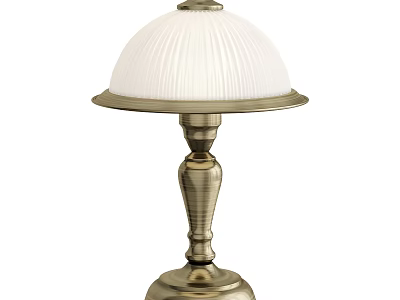 Classic Brass Table Lamp With White Pleated Glass Shade And Elegant Metal Base 3d model