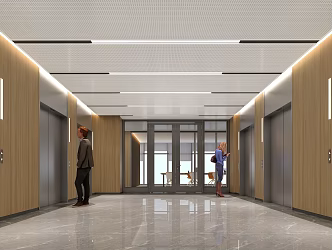 Elevator Hall Modern Office Space 3d model
