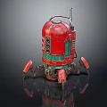 Red Spider Legged Robot With Metallic Texture Antenna And Mechanical Details